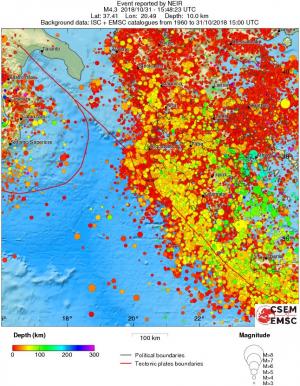 regional depth historical seismicity