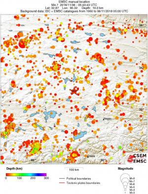 regional depth historical seismicity