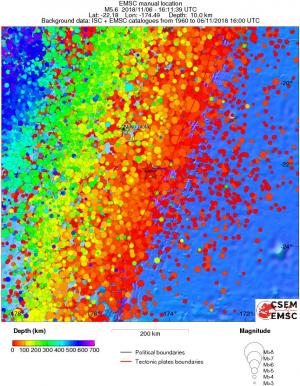 regional depth historical seismicity