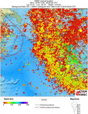 regional depth historical seismicity