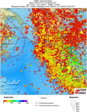 regional depth historical seismicity