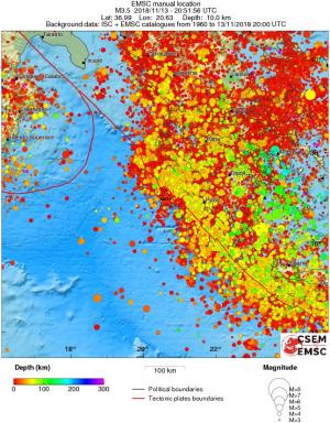regional depth historical seismicity