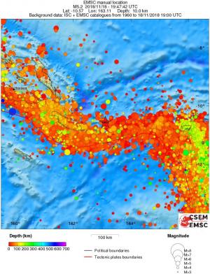 regional depth historical seismicity