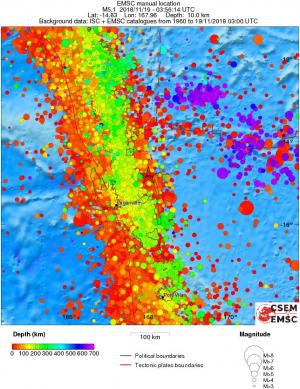 regional depth historical seismicity