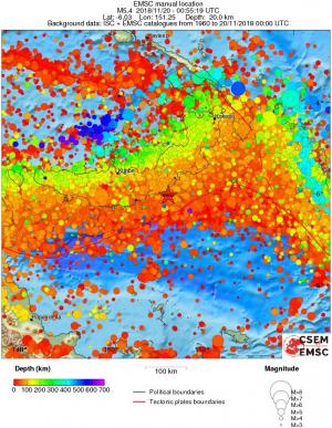 regional depth historical seismicity