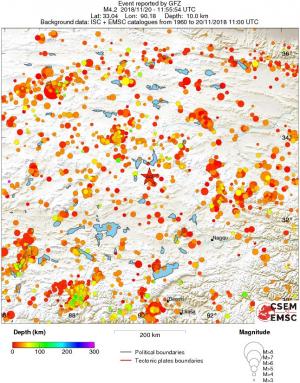regional depth historical seismicity