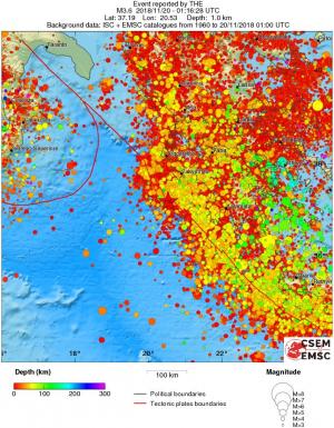 regional depth historical seismicity