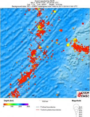 regional depth historical seismicity