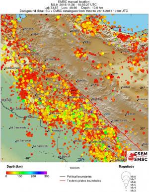 regional depth historical seismicity