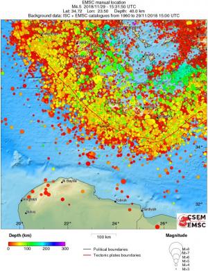regional depth historical seismicity