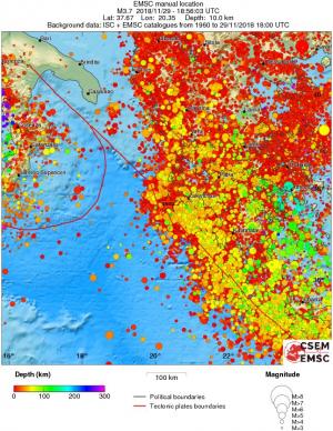 regional depth historical seismicity