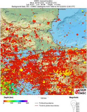 regional depth historical seismicity