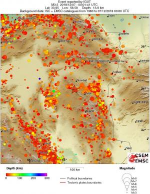regional depth historical seismicity