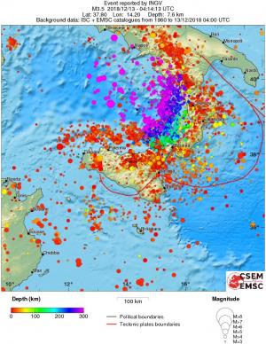 regional depth historical seismicity