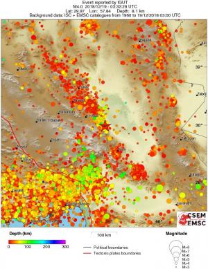 regional depth historical seismicity
