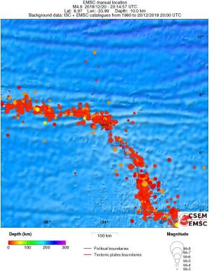 regional depth historical seismicity