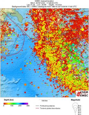 regional depth historical seismicity