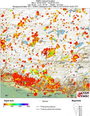 regional depth historical seismicity