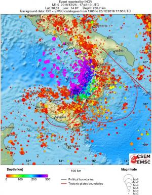regional depth historical seismicity