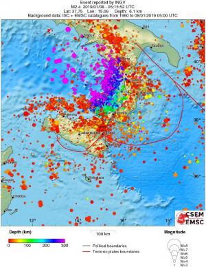 regional depth historical seismicity