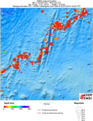 regional depth historical seismicity