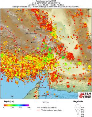 regional depth historical seismicity