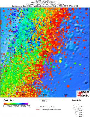 regional depth historical seismicity