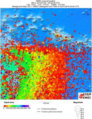 regional depth historical seismicity