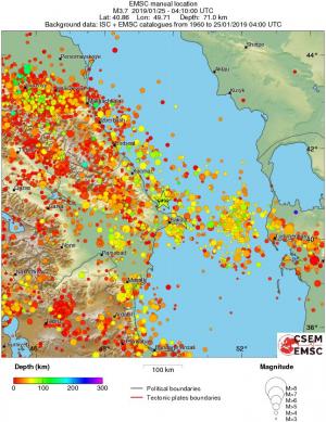 regional depth historical seismicity