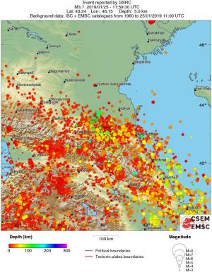 regional depth historical seismicity