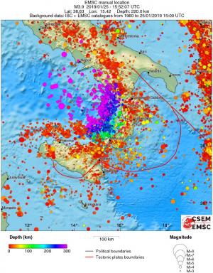 regional depth historical seismicity