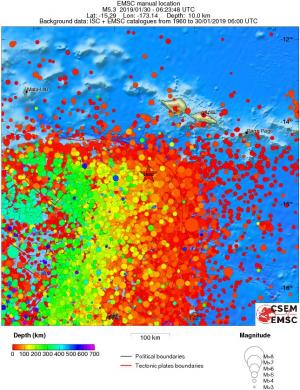 regional depth historical seismicity
