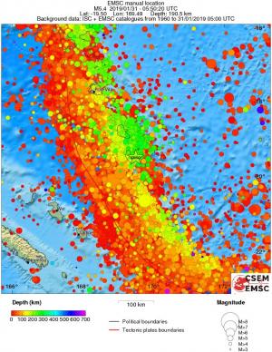 regional depth historical seismicity
