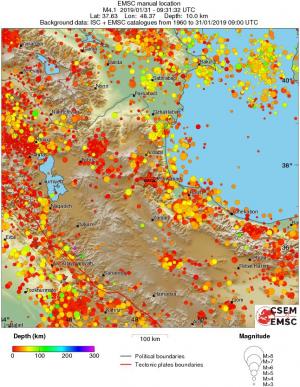 regional depth historical seismicity