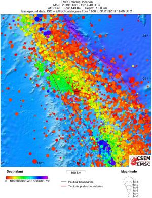 regional depth historical seismicity