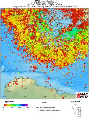 regional depth historical seismicity