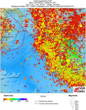 regional depth historical seismicity