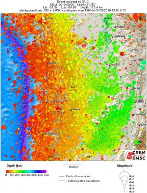 regional depth historical seismicity