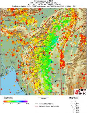 regional depth historical seismicity