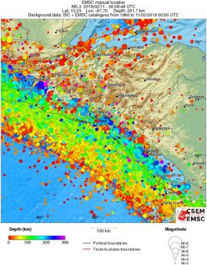 regional depth historical seismicity