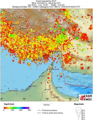 regional depth historical seismicity