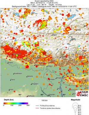 regional depth historical seismicity