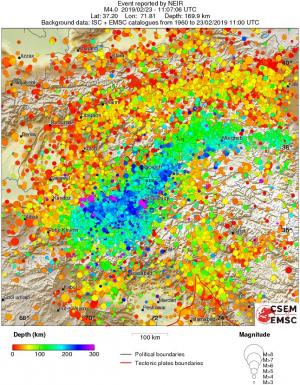 regional depth historical seismicity