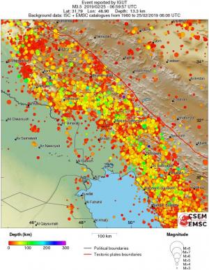 regional depth historical seismicity