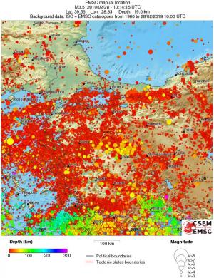 regional depth historical seismicity