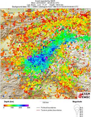 regional depth historical seismicity