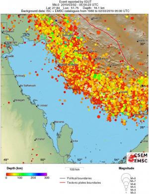 regional depth historical seismicity