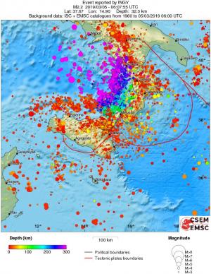 regional depth historical seismicity