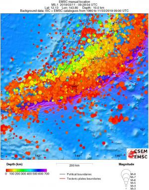 regional depth historical seismicity