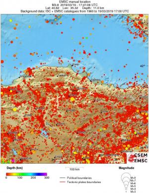 regional depth historical seismicity